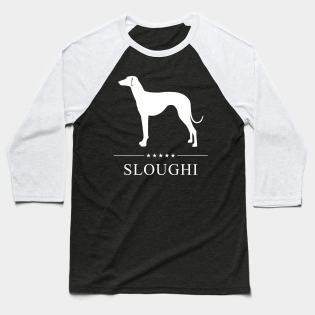 Sloughi Dog White Silhouette Baseball T-Shirt by millersye